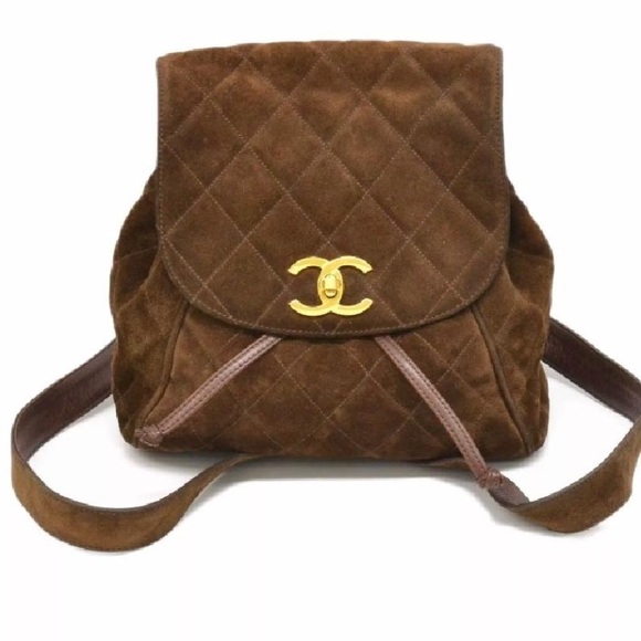Chanel Back Pack Nu Buck Gold Brown Suede Leather - Picture 2 of 5